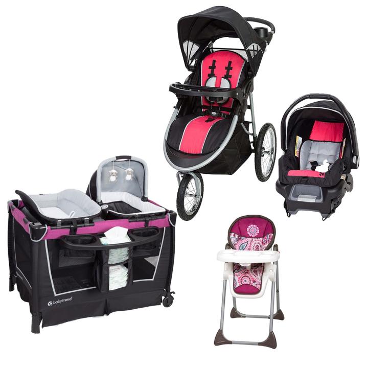 BABY TREND Pathway 35 Jogger Travel System Optic Pink &amp; SIT RIGHT HIGH CHAIR PAISLEY &amp; Retreat Nursery Center