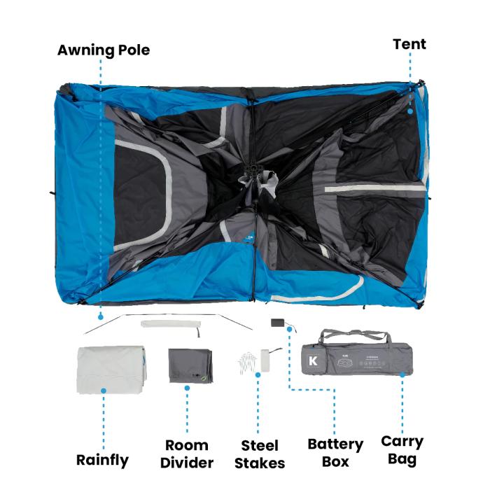 Kore Outdoor 9 person lighted instant cabin tent 14&rsquo; x 9&rsquo;