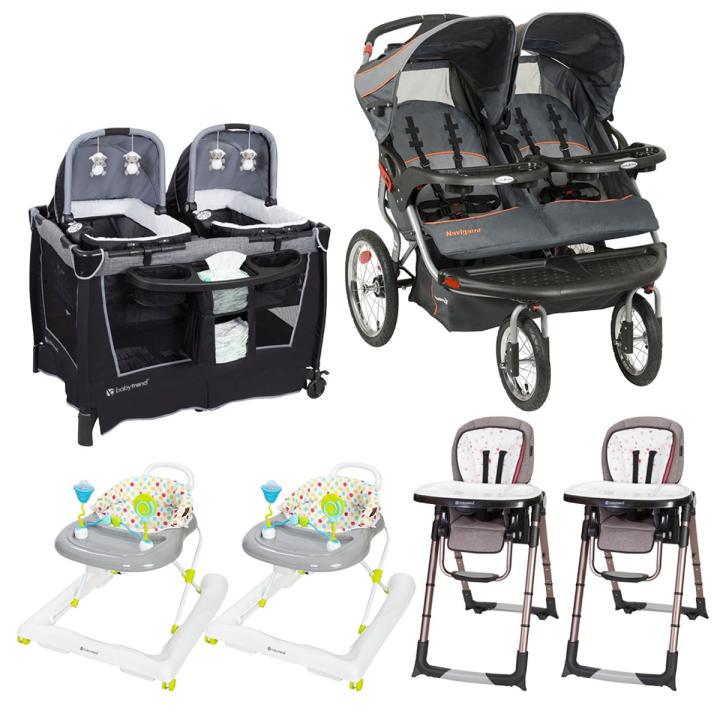 BABY TREND Navigator Jogger &amp; 2 GoLite Snap Gear 5-in-1 Feeding Center &amp; 2 Trend 3.0 Activity Walker &amp; Retreat Twins Nursery Center