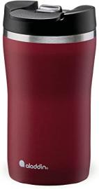 Aladdin Barista Caf&eacute; Thermavac Leak-Lock Stainless Steel Thermos Travel Mug for Hot Drinks 0.25L Burgundy Red &ndash; Keeps Hot for 2.5 Hours - BPA-Free Reusable Coffee Cups - Leakproof - Dishwasher Safe