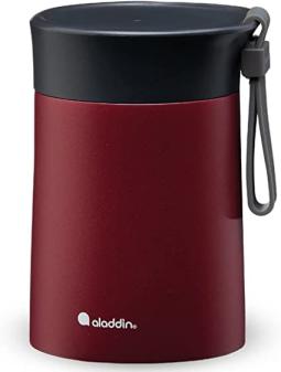 Aladdin Bistro Thermavac Stainless Steel Food Jar 0.4L Burgundy Red &ndash; Keeps hot or Cold for 5.5 Hours - Double Wall Vacuum Insulation- Leakproof Lunch Container - Dishwasher Safe - BPA-Free