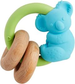 Munchkin Wildlove Koala Teething Toy, Easy to Hold Teether with Wooden Rings, Silicone Teether, Effective Toy for Baby, 3+ Months