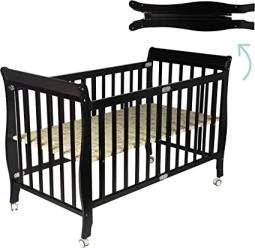Moon Wooden Foldable Baby Crib (129X69X96 cm), Environment-friendly, Durable and Decay resistant, 3 Adjustable Heights, Scratch-free, upto 50kg |0-4 years|-Dark Chocolate