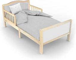 Moon Wooden Toddler Bed(143 x 73 x 60), with safety guard rail, stylish and durable,Environment-friendly, Durable and Decay resistant,Scratch-free, upto 50kg |3-12years|- Natural wood
