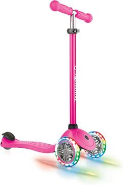 Globber Primo Scooter with Light Up Wheels - Neon Pink