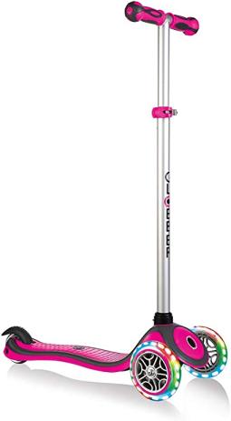 Globber 3 Wheel Adjustable Height Scooter with LED Light Up Wheels (Pink)