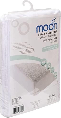 Moon Premium 100% Cotton Terry, Breathable Waterproof Mattress Protector Sheet With Skirt Fit - Machine Washable 140X70X12 cm