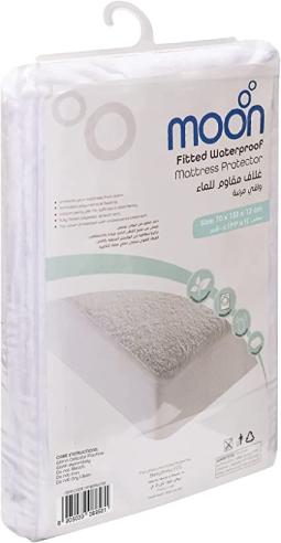 Moon Premium 100% Cotton Terry, Breathable Waterproof Mattress Protector Sheet With Skirt Fit - Machine Washable 133X70X12 Cm