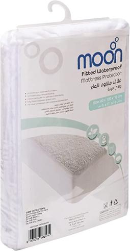 Moon Premium 100% Cotton Terry, Breathable Waterproof Mattress Protector Sheet With Skirt Fit - Machine Washable 120X60X12 Cm